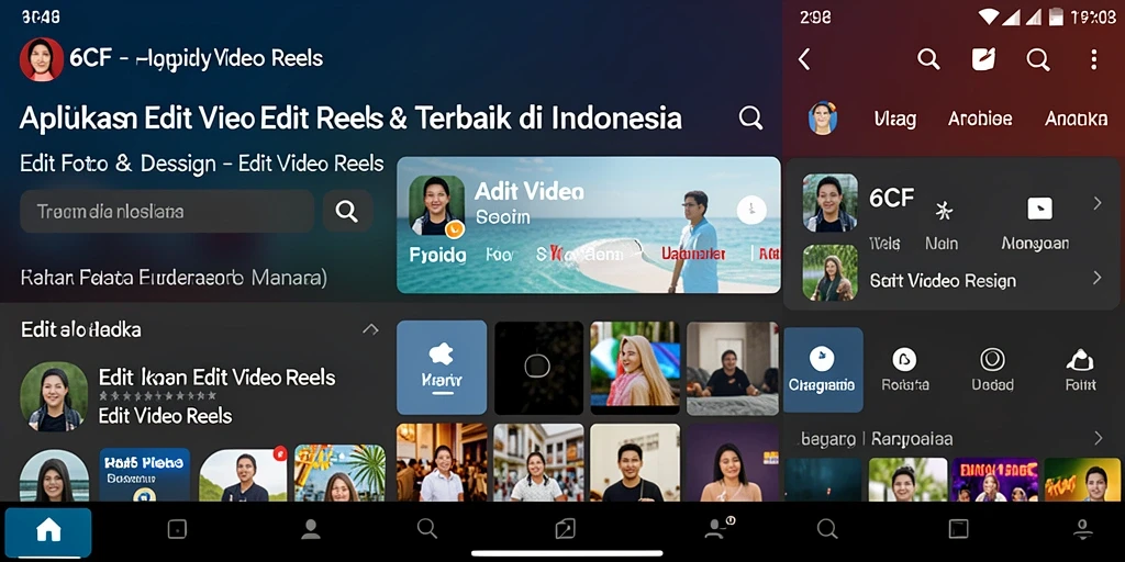 Antarmuka aplikasi 6CF yang intuitif dan beragam fitur Edit Video Reels.