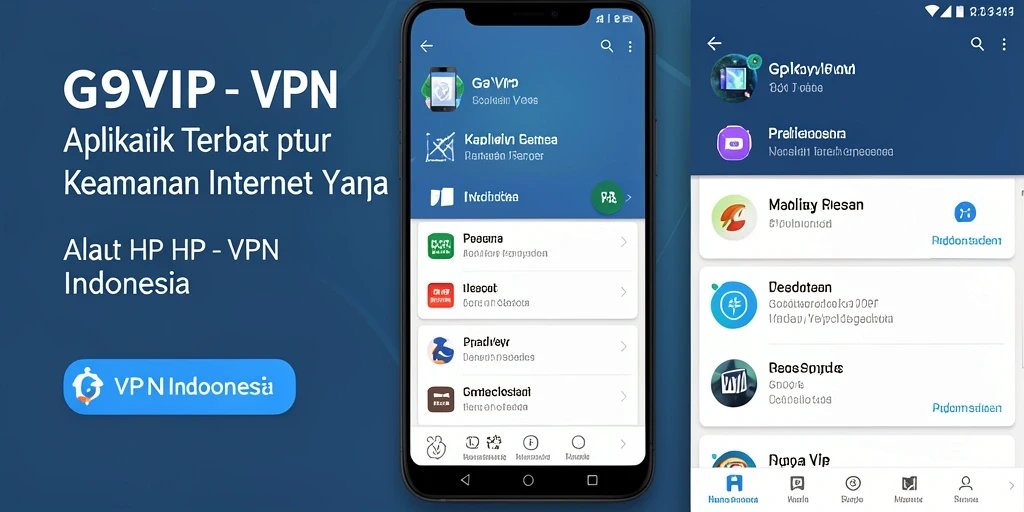 Antarmuka aplikasi G9VIP yang modern dan fungsional untuk pengguna VPN Indonesia.