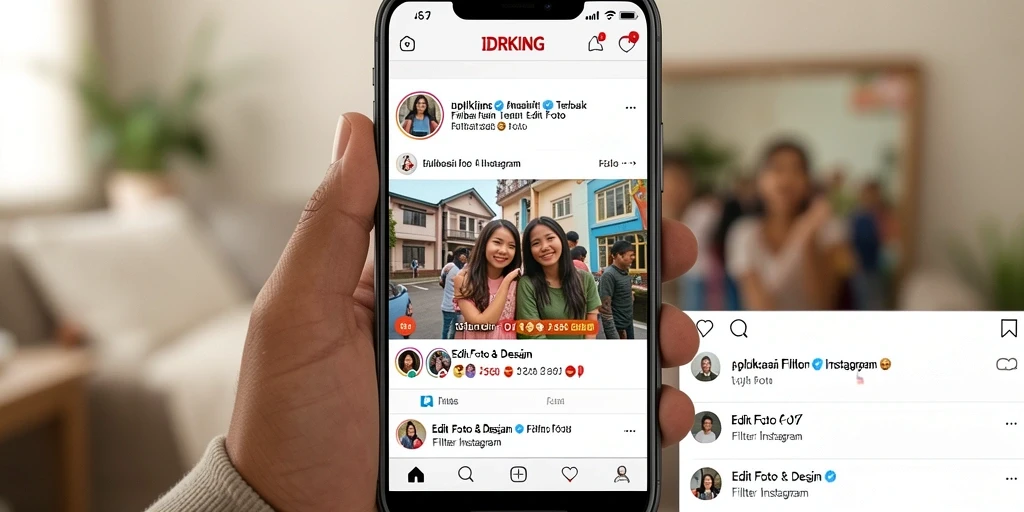 Tampilan antarmuka IDRKING dengan beragam filter Instagram yang memukau.