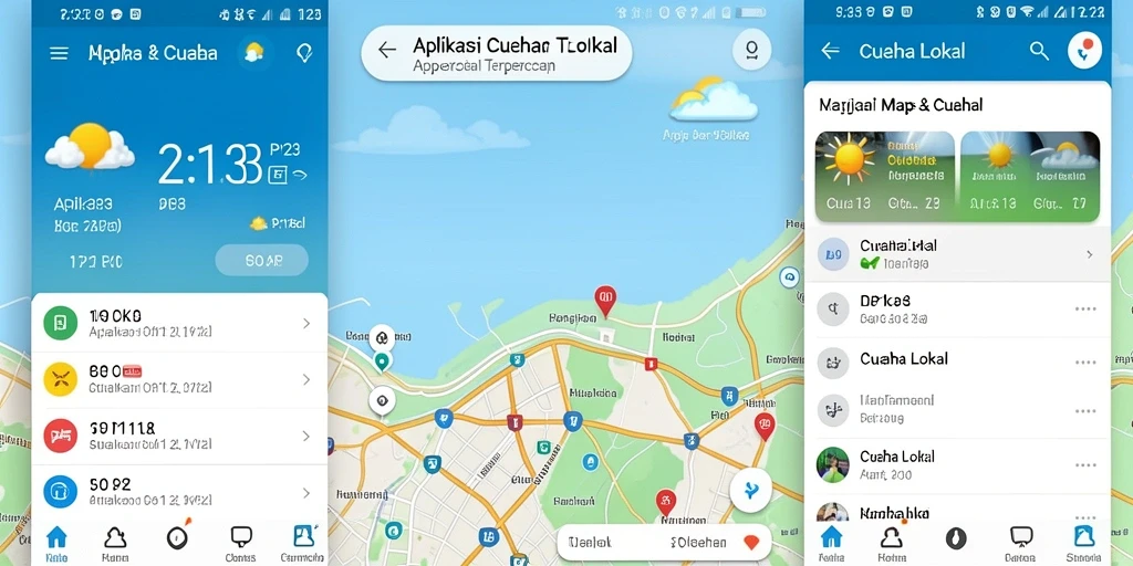 Tampilan antarmuka utama PP123 dengan informasi cuaca lokal.