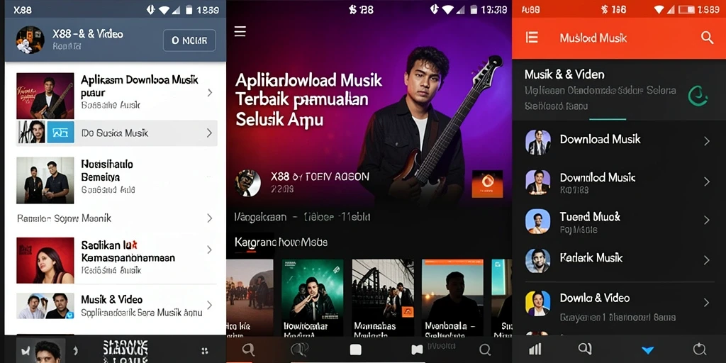 Tampilan antarmuka aplikasi X88 untuk Download Musik yang sederhana dan intuitif.